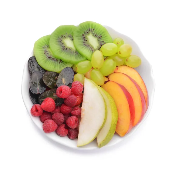 Bowl Tasty Fruits Berries White Background — Stock Photo, Image