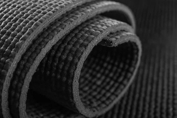 Black Yoga Mat Closeup — Stock Photo, Image