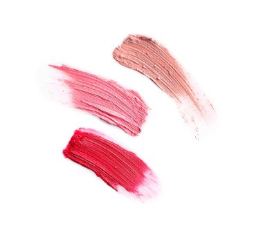 Beyaz arka plan üzerinde farklı ruj vuruş
