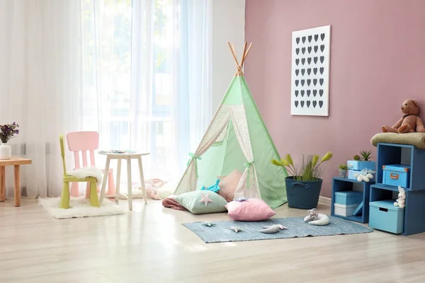 Cozy Play Tent Kids Interior Room — Stock Photo, Image