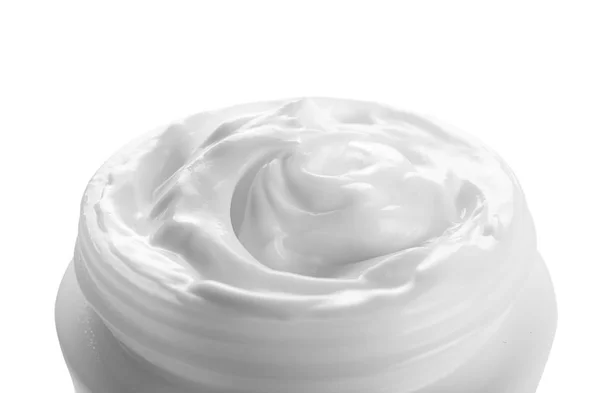 Jar Body Cream White Background Closeup — Stock Photo, Image