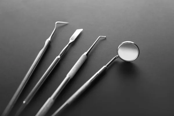 Dentist Tools Dark Background — Stock Photo, Image