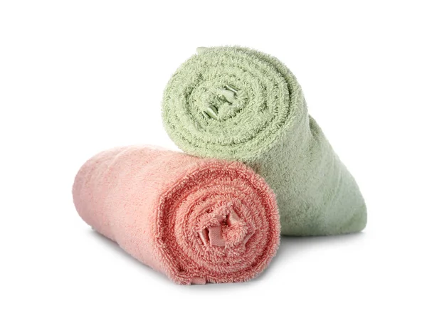 Clean Soft Towels White Background — Stock Photo, Image