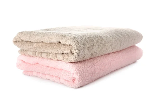 Clean Soft Towels White Background — Stock Photo, Image