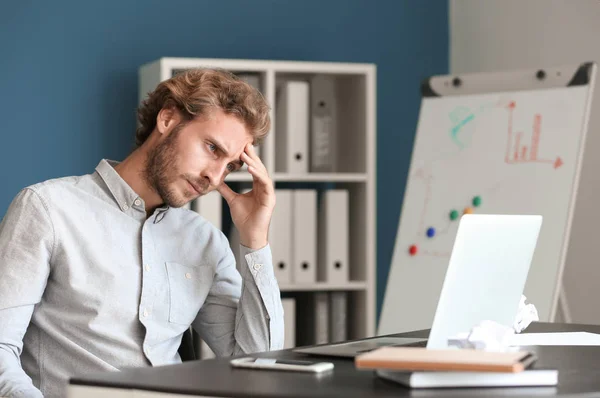 Tired Businessman Working Office — Stock Photo, Image