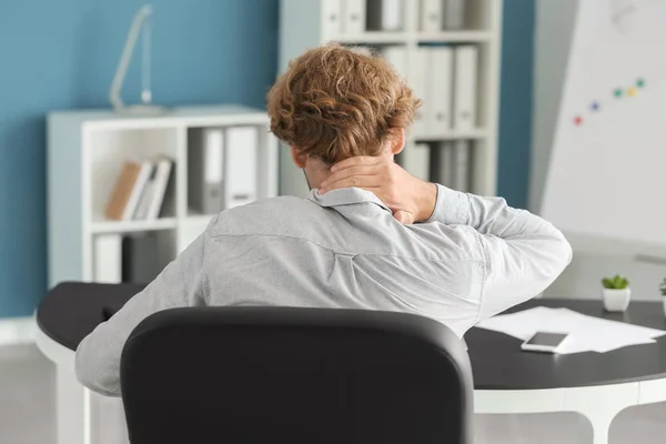 Businessman Suffering Neck Pain Office — Stock Photo, Image