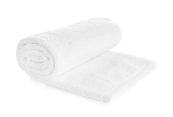 Rolled Clean Soft Towel White Background — Stock Photo, Image