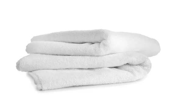 Чистые Мягкие Полотенца Белом Фоне — стоковое фото