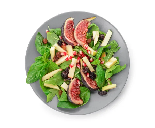 Plate Delicious Fig Salad White Background — Stock Photo, Image