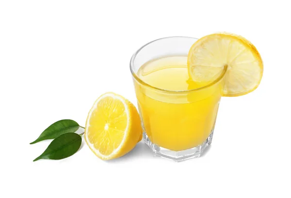 Склянка Свіжого Лимонного Соку Білому Тлі — стокове фото