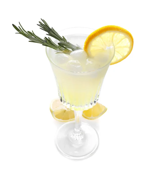 Glas Met Heerlijke Zomer Cocktail Witte Achtergrond — Stockfoto