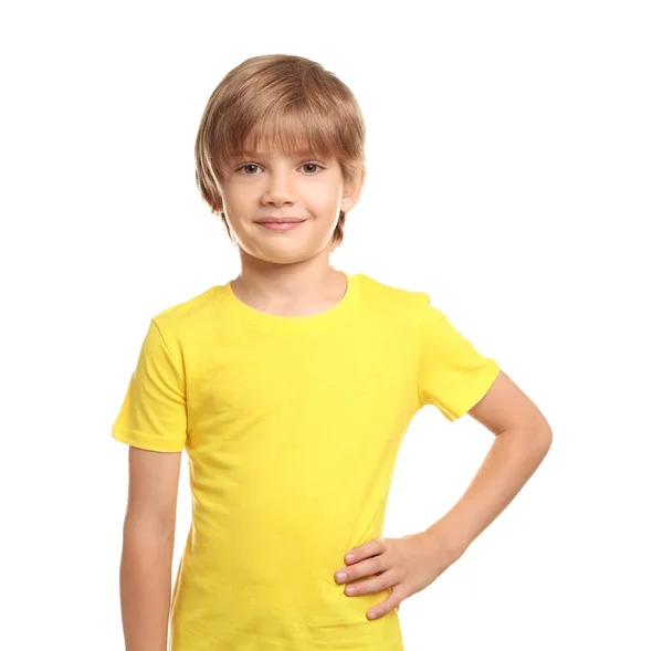 Μικρό Αγόρι Shirt Λευκό Φόντο — Φωτογραφία Αρχείου
