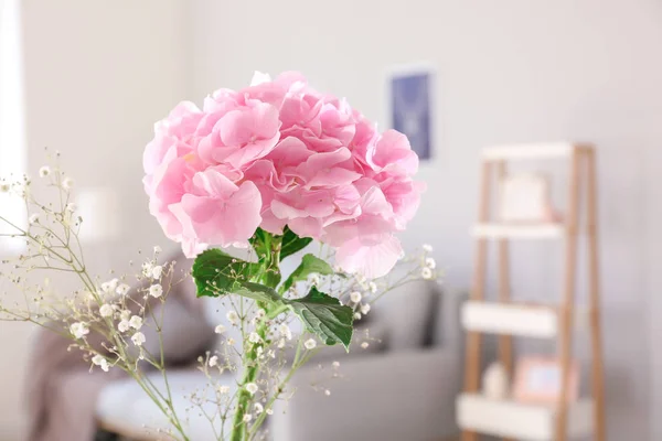 Beautiful Pink Hydrangea Flowers Light Room — Stock Photo, Image