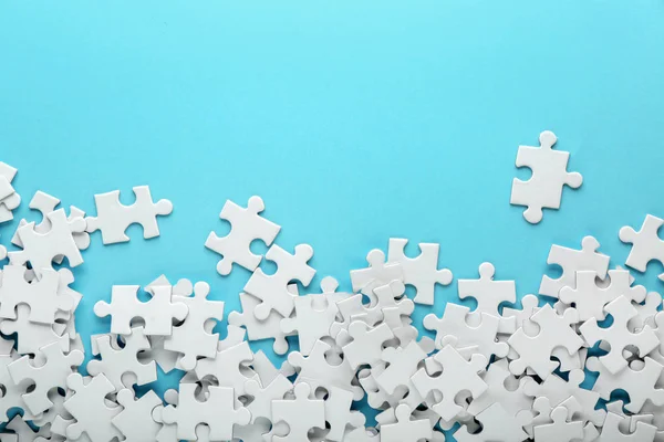 Pieces Jigsaw Puzzle Color Background — Stock Photo, Image