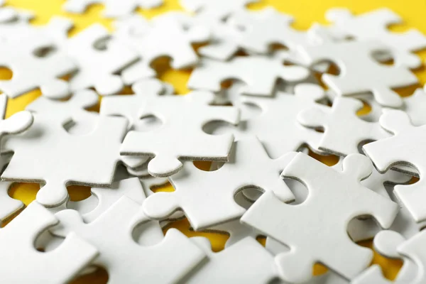 Many Pieces Jigsaw Puzzle Closeup — Stock Photo, Image