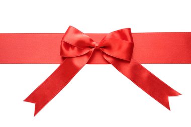 Beyaz arkaplanda kırmızı kurdele