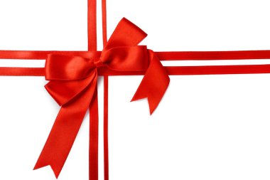 fiyonklu beyaz zemin üzerine kırmızı kurdela