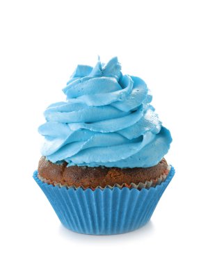 beyaz zemin üzerinde leziz cupcake