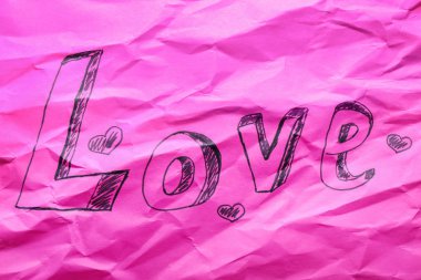 Word renk buruşuk Kağıt üzerinde yazılı aşk