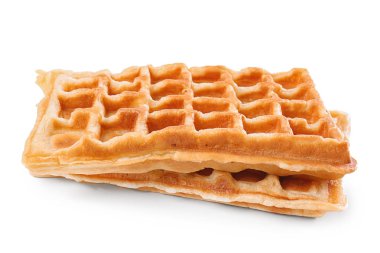 Beyaz zemin üzerine lezzetli waffle