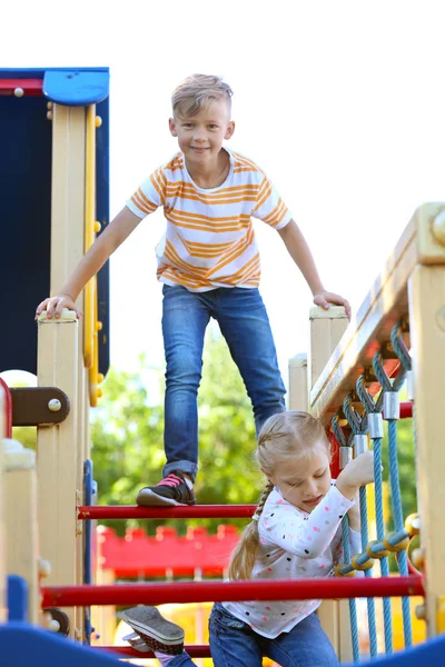 Cute Little Children Outdoors Playground — Stock Photo, Image