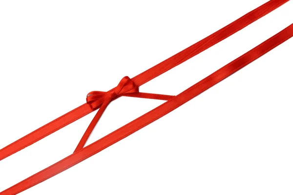 Red Ribbons Bow White Background — Stock Photo, Image