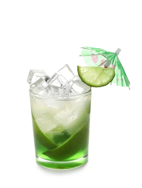Sommar Cocktail Glas Vit Bakgrund — Stockfoto