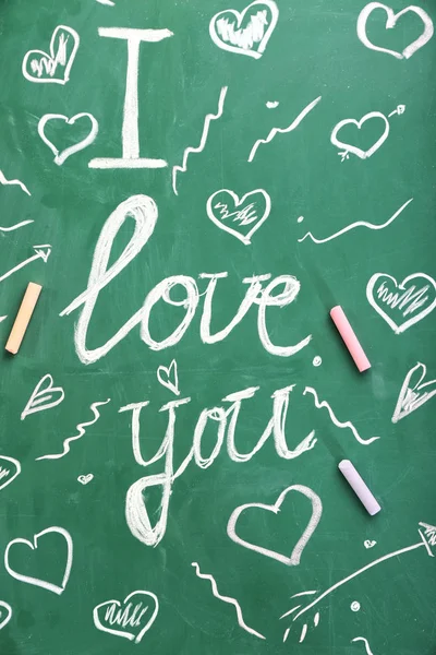 Frase Amo Com Desenhos Chalkboard — Fotografia de Stock