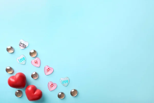 Herzensvielfalt Zum Valentinstag Auf Hellem Hintergrund — Stockfoto