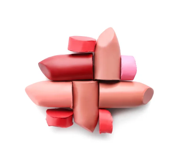 Colourful Lipsticks White Background — Stock Photo, Image
