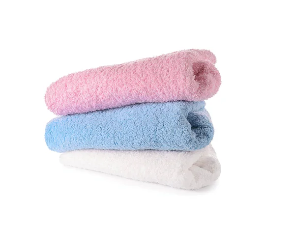 Sauber Gerollte Handtücher Auf Weißem Hintergrund — Stockfoto