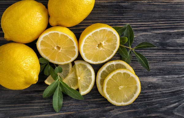 Fresh Ripe Lemons Wooden Background — Stock Photo, Image