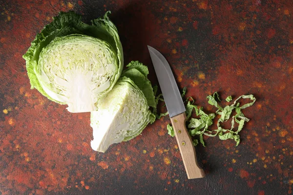 Cut Savoy Cabbage Color Table — Stock Photo, Image