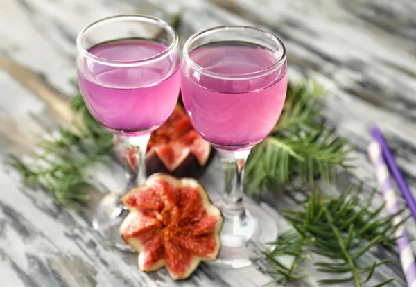 Glasses Delicious Summer Cocktail Table — Stock Photo, Image