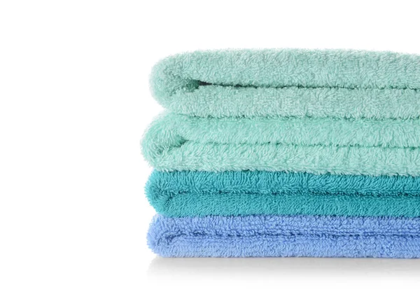 Stack Clean Soft Towels White Background — Stock Photo, Image