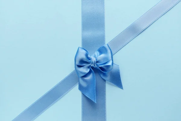 Blue Ribbons Bow Color Background Stock Photo