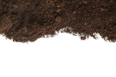 Beyaz arka plan üzerinde kahverengi toprak