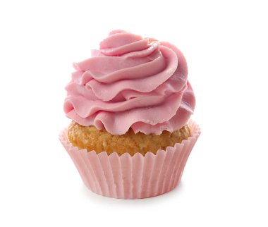 beyaz zemin üzerinde leziz cupcake