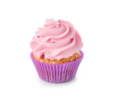 beyaz zemin üzerinde leziz cupcake
