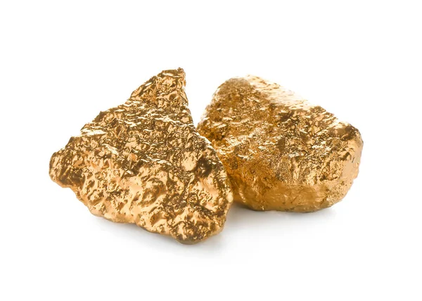 Gold Nuggets White Background — Stock Photo, Image