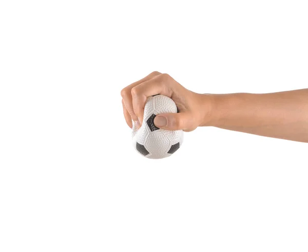 Man Squeezing Stress Ball White Background — Stock Photo, Image