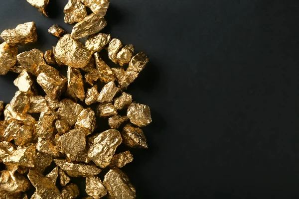 Gold Nuggets Black Background — Stock Photo, Image