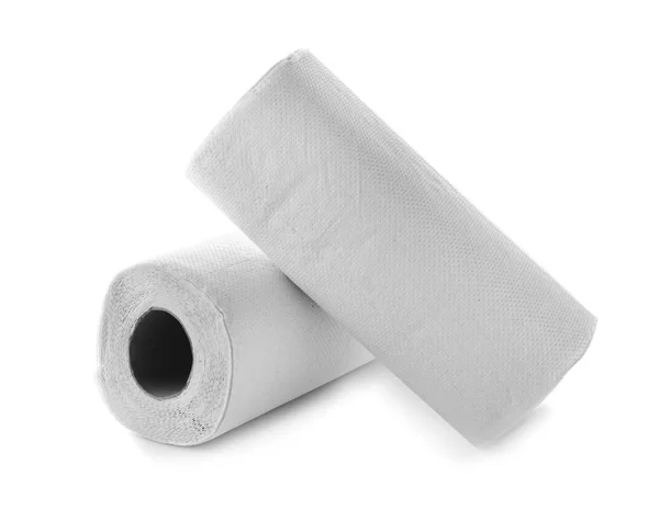 Rolki Ręczników Papierowych Białym Tle — Zdjęcie stockowe