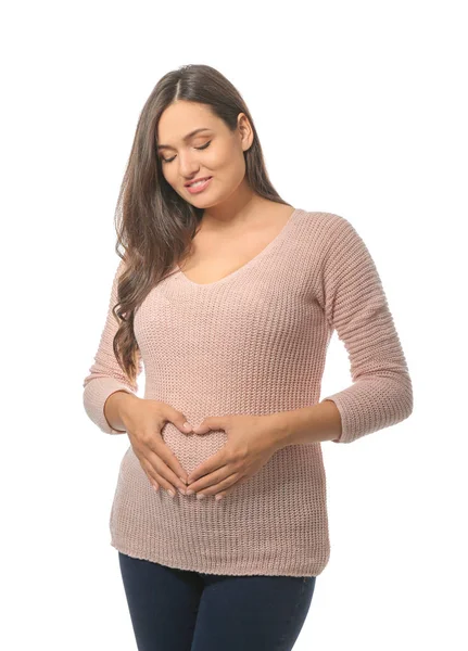 Beautiful Pregnant Woman White Background — Stock Photo, Image
