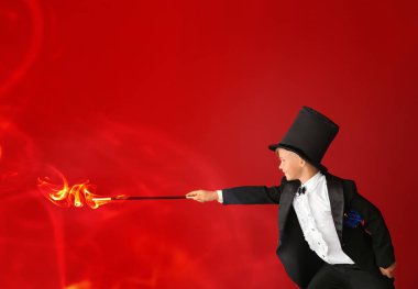 Sevimli küçük büyücü hileler renk arka plan üzerinde gösterilen
