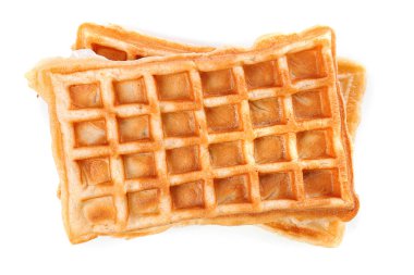 Beyaz zemin üzerine lezzetli waffle