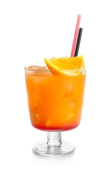 Sommar Cocktail Glas Vit Bakgrund — Stockfoto