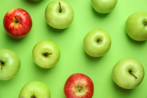 Ripe Fresh Apples Color Background — Stock Photo, Image