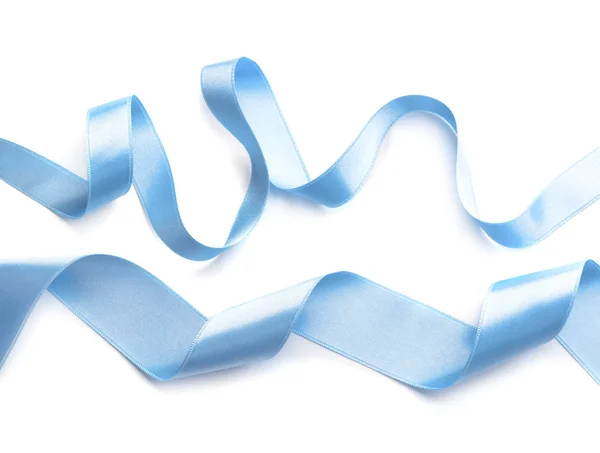 Beautiful Blue Ribbons White Background — Stock Photo, Image