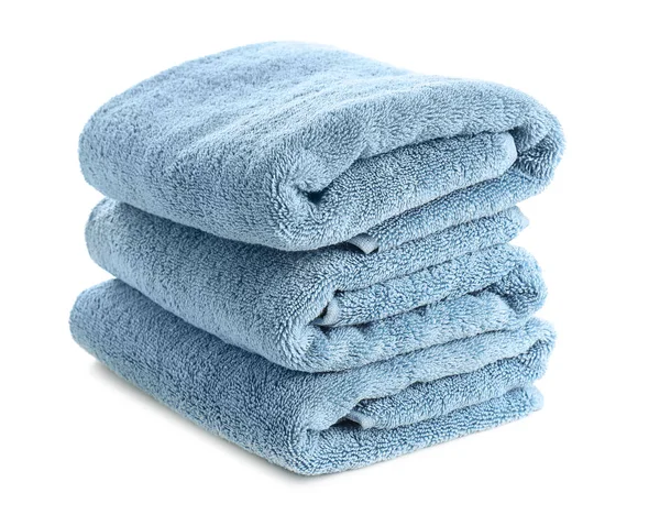 Stack Clean Soft Towels White Background — Stock Photo, Image